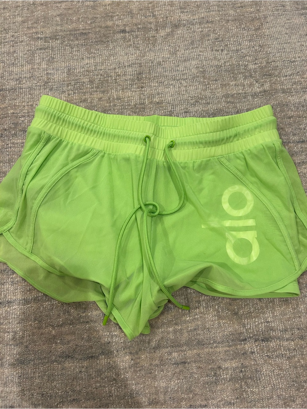 ALO Yoga Neon Lime Mesh Athletic Shorts